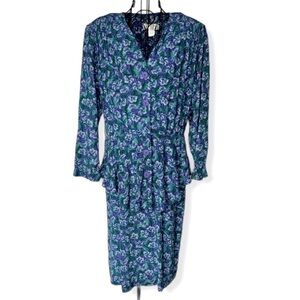 Vintage 80's Michelle Stuart Floral Secretary Dress Size 12P
